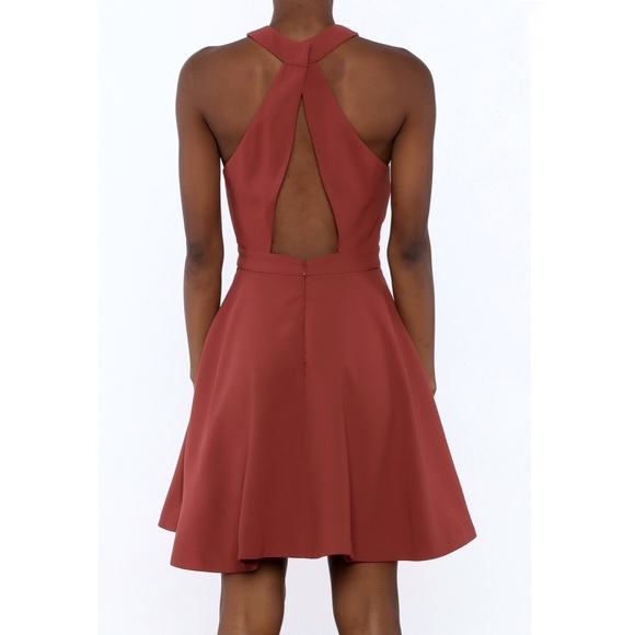 C/MEO Collective Witness Mini Dress in Marsala Red Halter Neck Cutout Sleeves XS - Picture 2 of 16